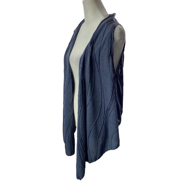 KATHMANDU Women Sleeveless Sweater Wave Textured Open Front One Size Blue 2-4 - Picture 5 of 12